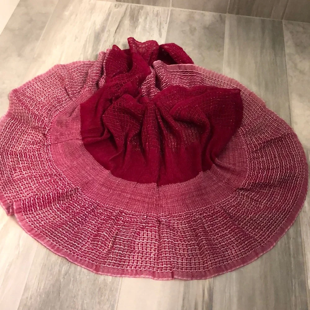 Cotton knit scarf two tone Pink